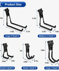 Heavy Duty Slatwall Hook Set 14 Pack For Garage Organization And Tool Storage, Ultra Durable Steel, size chart and dimensions