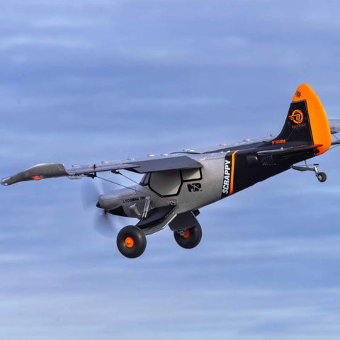 Micro Scrappy 800mm RC Airplane BNF Basic With Flaps And LED Navigation Lights flying with scale details