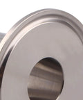 Close-up of Two Inch Tri Clamp Adapter to Three Quarter Inch FNPT Thread Ferrule Sanitary Pipe Fitting Stainless Steel 304