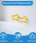 Gold Bathtub Shower Trim Kit For Price Pfister Valve, 2 Piece Knob Replacement Set installed in bathroom wall.