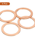 Top Notch Solid Copper M27 Flat Washers 4 Pack Heavy Duty Rust Free Sealing Gasket Rings For Screws Bolts And Nuts, 4 pieces.