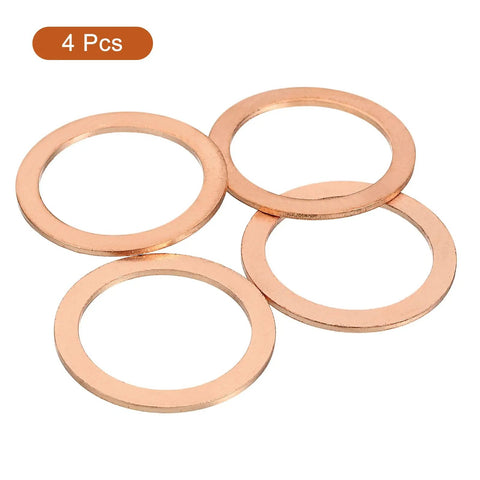 Top Notch Solid Copper M27 Flat Washers 4 Pack Heavy Duty Rust Free Sealing Gasket Rings For Screws Bolts And Nuts, 4 pieces.