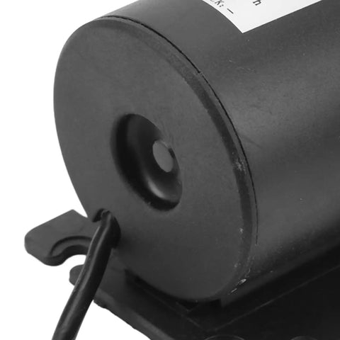 Close-up of ultra quiet brushless water pump 12V DC 30W submersible and IP68 waterproof, showing the back casing and cord connection.