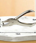Two Pack Single Hole Puncher Metal Craft Hole Punch for Scrapbooking and Tickets, ergonomic design, measurements shown