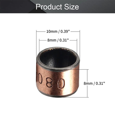 Oilless Bushing Sleeve Bearing with dimensions, 0.31 Inch Bore, 0.39 Inch OD, for heavy duty applications.