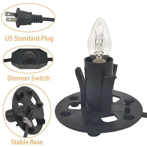Orange Heart Himalayan Salt Lamp Cord with dimmer switch, E12 bulb, US plug, stable base assembly for cozy amber glow lamp.