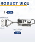 Four Pack Heavy Duty Toggle Latch Clamps In 304 Stainless Steel, Quick Release Hasps With Lock Hole, Adjustable Latches For Cabinets, Smokers, Trunks And Cases, Durable Silver Hardware For Secure Lids And Jigs. 110x27mm dimensions