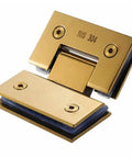 Heavy Duty 135 Degree Glass Door Hinge With Dope Brushed Gold Finish And Rust Resistant 304 Stainless Steel, detailed view.