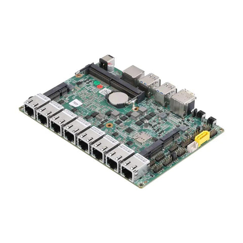 Smooth Operator Fanless Mini Pc With Intel Core I7 10510U Eight No Sweat Cooling motherboard with eight LAN ports for networking.