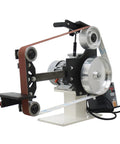 Tabletop Belt Sander And Knife Grinder With Multi Angle Sharpener And Polisher Featuring Three Swappable Wheels And A Solid 2200 Watt Copper Motor.