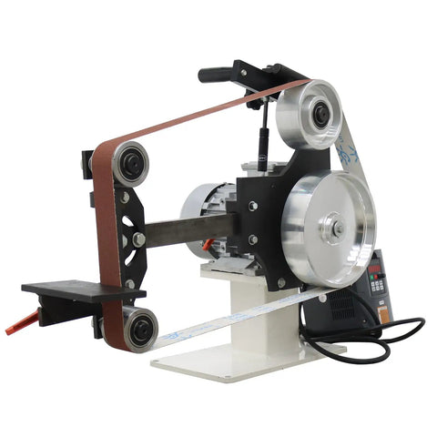 Tabletop Belt Sander And Knife Grinder With Multi Angle Sharpener And Polisher Featuring Three Swappable Wheels And A Solid 2200 Watt Copper Motor.