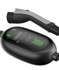 Straight Up Super Fast Reliable Portable EVSE With Type 2 Cable And Sae J1772 Adapter display and connector detail.