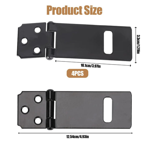 Lock Everything Down With These Rock Solid 4 Inch Black Hasp Latches In A Heavy Duty 4 Pack Cast Iron Padlock Clasp Ideal For Backyard Gates Outdoor Doors Fence Hardware