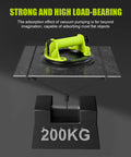 DEWINNER 8-inch glass suction lifter in lime green on a glass panel, 200 kg capacity