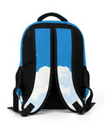 Back view of Free As A Bird Printed Unisex Backpack with large capacity, polyester material, breathable lightweight design, smooth zipper.