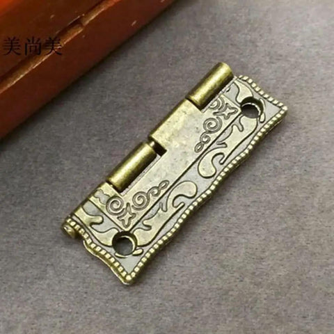 Legit Mini Brass Cabinet Hinge For Wooden Furniture Drawer Connector Vintage Antique Hardware ornate design close-up