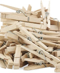 Natural Wood Clothespins 50 Pack Built Different Heavy Duty Wooden Clips stacked together with rust resistant springs.