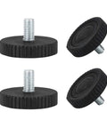 Adjustable M8 Leveling Feet for Furniture Legs, 40mm Base Floor Protectors, Height Adjustment 9 to 24mm set of four with metal threads.
