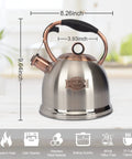 Stainless Steel Whistling Tea Kettle For Stovetop, Food Grade Build With A Thick 5 Layer Bottom For Even Heating, Heats Water Fast