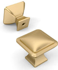 Champagne Bronze Square Kitchen Cabinet Knobs 10 Pack With Single Hole Drawer Pulls For Cabinets And Bathrooms Durable Zinc Alloy Hardware Easy Install Modern Square Design, square knob close-up