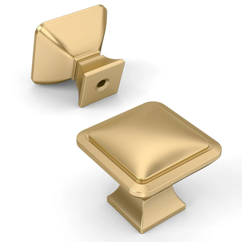 Champagne Bronze Square Kitchen Cabinet Knobs 10 Pack With Single Hole Drawer Pulls For Cabinets And Bathrooms Durable Zinc Alloy Hardware Easy Install Modern Square Design, square knob close-up