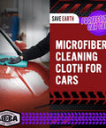 AIDEA microfiber cleaning cloths for cars, turquoise cloth on red car hood, 50-pack