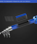 Close-up of blue fiberglass Portable Kids Fishing Rod Set 2 Pack Telescopic Poles With Rod And Reel Combos