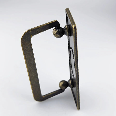 Side view of Antique Bronze Bail Drawer Pulls 2.5 Inches Center Spacing 64 Mm Vintage Drop Swing Cabinet Knob Hardware in zinc alloy.