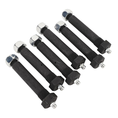 Greaseable Spring Shackle Bolts Set Heavy Duty 9 16 By 3 Inch M11x1.25 With Knurled Shoulder Lock Nuts 6 Pcs For Trailer Axles 2000 To 7000 And Suspension Repair, six black bolts with nuts