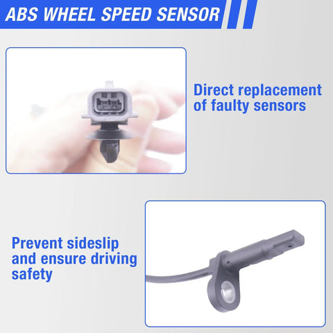 Plug N Play Abs Wheel Speed Sensor Front Left Or Right 2013 Through 2019 Nissan Sentra close up view of sensor connector and cable
