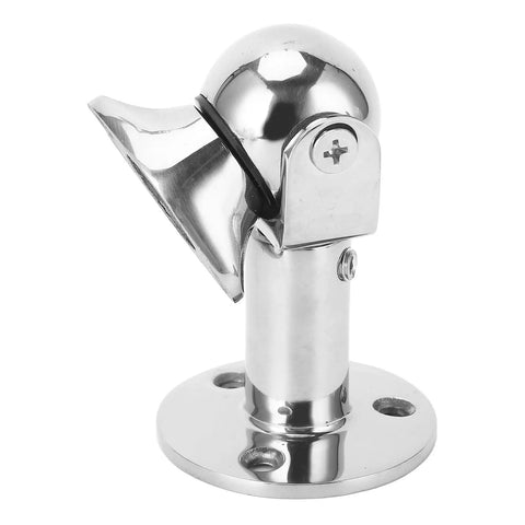 Stainless Steel Marine Magnetic Door Stopper With Self Aligning Rotating Head And Adjustable 3 5 To 4 5 Inch Length Perfect For Boats Yachts Rv And Campers To Keep Doors Secure In Rough Weather close-up view, polished finish.