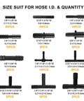105-piece automotive vacuum connector assortment with barb fittings, tees and straights in 1/8, 3/16, 1/4, 5/16, 3/8 in sizes