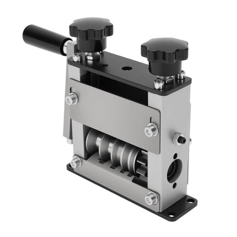 Gowenic 6 Channel Hand Crank And Drill Powered Automatic Wire Stripper Machine For Copper Cable Stripping 1 To 17 Millimeters close-up of blades and controls.