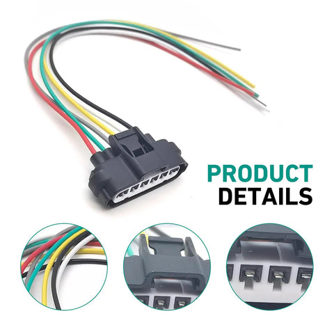 Heat Resistant 6 Pin Throttle Body Pigtail Connector 6 Way Plug and Play Wiring Harness for Throttle Position Sensor TPS Repair