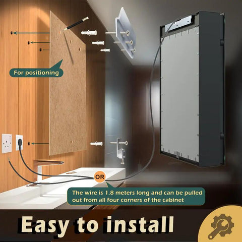 Installation guide for LED Lighted Bathroom Medicine Cabinet With Backlit Panel, USB Sockets, Anti Fog, Inner Glow Two Door Cabinet 30x28 inches
