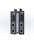 3 Port Unmanaged Industrial Ethernet Switch and Media Converter With 2x 10/100 Base-TX RJ45 Ports and 1x 100Base-FX Fiber