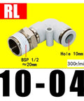 Right Angle Pneumatic Rotary Union For High Speed Air And Fluid Lines With 360 Degree Rotation Fits RL8-04 RL10-04 And RL12-04 Series Built To Last Workhorse Joint For Fast Reliable Machine Setup, BSP 1/2, 10mm hole