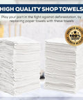 Bulk 500 Pack White Shop Towels Reusable And Washable For Commercial Use In Auto Shops Garages Restaurants Warehouses And Labs A Heavy Duty Eco Friendly Alternative To Paper Towels For Messes And Spills