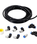 Universal Turbo Vacuum Line Push Lock Fitting Kit With 1/4 Inch PU Tubing And 1/8 NPT Ports For Supra EVO Civic Honda Integra Nissan 240SX And 300ZX Engine Repair Projects, black hose and fittings