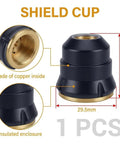 Close-up of a shield cup, part of All In One 45 Piece IPT40 Plasma Cutter Consumables Kit With Electrodes Nozzles Stand Offs Shield Cup And Swirl Rings