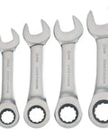 7-Piece Metric Stubby Ratchet Wrench Set With 12 Point Box End For Quick Engagement, 72-Tooth Ratcheting, chrome finish wrenches