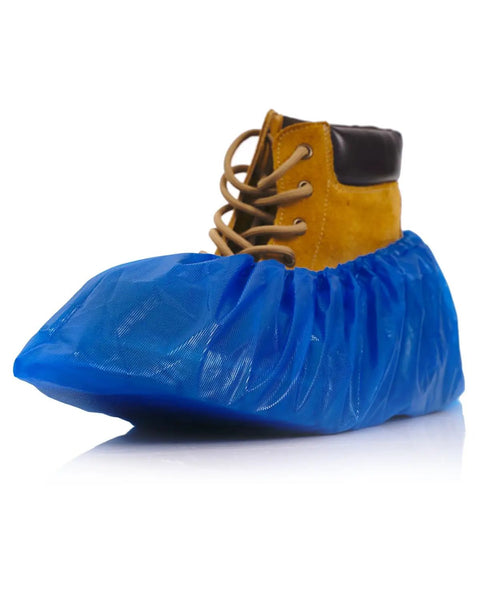 Heavy Duty Disposable Shoe Covers Extra Large 6.7 By 17.7 Inches Thick 0.3 Oz Waterproof Non Slip Booties over shoe