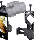 Universal Smartphone Telescope Adapter Mount for Quick Plug And Play Phone To Scope Setup with smartphone and monocular example