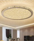 Crystal Round LED Flush Mount Ceiling Light Dope Modern Glow Warm White Close To Ceiling Chandelier Fixture 19.5 Inch