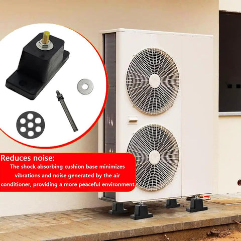 Eight Pack Air Conditioning Rubber Shock Absorption Brackets With Base Mounting Pads for Mini Splits reducing noise.