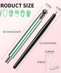 4 Piece Cat Eye Nail Magnet Set Green Dual Ended Magnetic Tools With Round Bead And Heart Magnets showing size dimensions