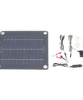 10W Monocrystalline Solar Panel Battery Charger Kit With OBD Charger And Battery Clips For Cars, Motorcycles, Boats, And RVs