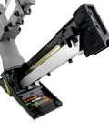 Three In One Pneumatic Flooring Nailer And Stapler For Tongue And Groove Hardwood close-up of tool mechanism and base plate