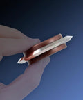 Side view of Cable Stripper Replacement Blade For 0.06 In To 1 In Copper Wires, fits most copper wire strippers, held between fingers.