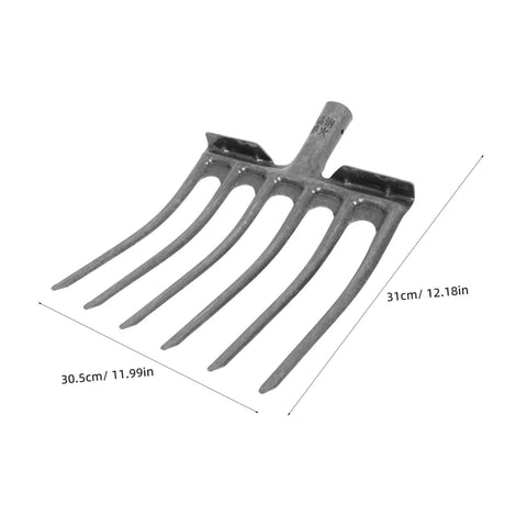 Workhorse Garden Plowing Fork Replacement Head For Soil Loosening And Manure Turning Steel Multi Tooth Rake Head Fits Wood Handle